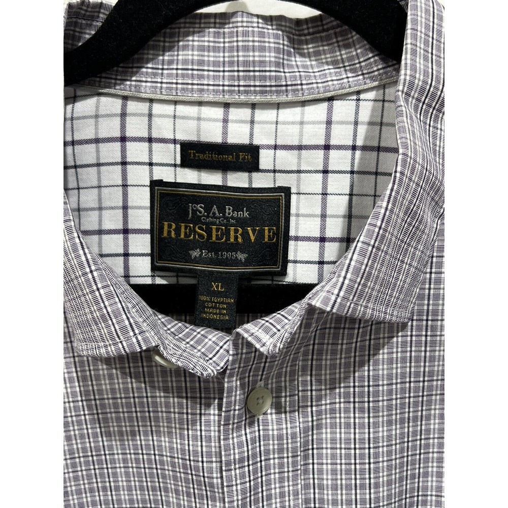 JOS A BANK RESERVE LONG SLEEVE SHIRT BLACK WHITE CHECKERED SIZE XL